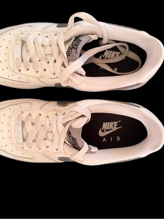 Nike Air Force 1 Low Women's Sneakers - White with Gray Swoosh - Picture 5 of 6